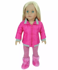 TeamsonUS Sophia's 4 Piece Winter Outfit With Bear Fur Hat Set For 18'' Dolls, Hot Pink Kids 11 TeamsonUS Sophia's 4 Piece Winter Outfit With Bear Fur Hat Set For 18'' Dolls, Hot Pink Kids