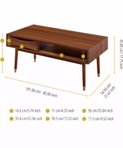 TeamsonUS Teamson Home Dawson Modern Wooden Coffee Table With Storage, Walnut 11 TeamsonUS Teamson Home Dawson Modern Wooden Coffee Table With Storage, Walnut
