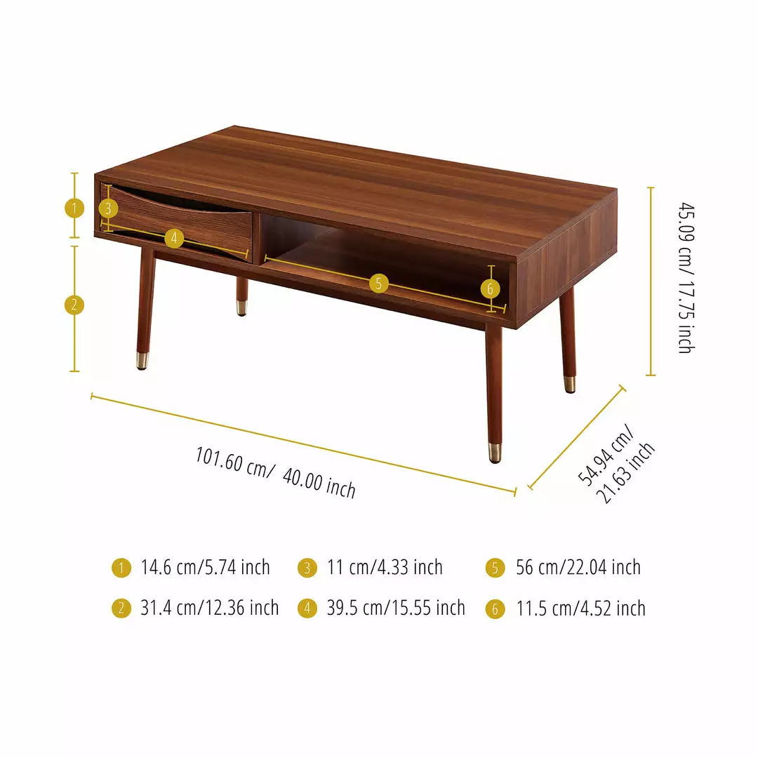 TeamsonUS Teamson Home Dawson Modern Wooden Coffee Table With Storage, Walnut 6 TeamsonUS Teamson Home Dawson Modern Wooden Coffee Table With Storage, Walnut