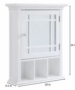 TeamsonUS Teamson Home Neal Removable Wooden Medicine Cabinet With Mirrored Door, White