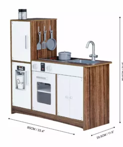 TeamsonUS Teamson Kids Little Chef Palm Springs Classic Kids Play Kitchen With Accessories, Natural/White