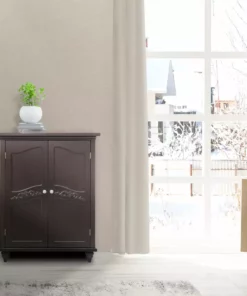 TeamsonUS Teamson Home Versailles Wooden Floor Cabinet With 2 Shelves, Dark Espresso