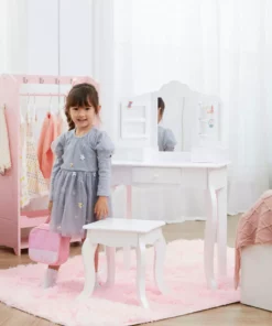 TeamsonUS Fantasy Fields Little Princess Anna Vanity Set With Mirror, Drawers, Jewelry Storage, And Stool, White New 12 TeamsonUS Fantasy Fields Little Princess Anna Vanity Set With Mirror, Drawers, Jewelry Storage, And Stool, White New