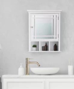 TeamsonUS Teamson Home Neal Removable Wooden Medicine Cabinet With Mirrored Door, White