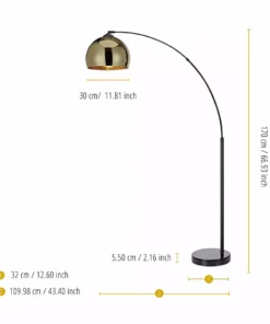 TeamsonUS Teamson Home Arquer Arc Metal Floor Lamp With Bell Shade, Gold