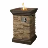 TeamsonUS Teamson Home 20" Outdoor Square Slate Rock Propane Gas Fire Pit With Natural Stone Steel Base, Brown 1 TeamsonUS Teamson Home 20" Outdoor Square Slate Rock Propane Gas Fire Pit With Natural Stone Steel Base, Brown