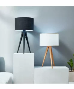 TeamsonUS Teamson Home Romanza 20.07" Postmodern Tripod Table Lamp With Drum Shade, Natural/White 9 TeamsonUS Teamson Home Romanza 20.07