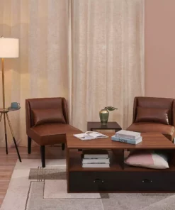 TeamsonUS Teamson Home Marc Faux Leather Lounge Chair With Pillow And Solid Wood Legs, Brown