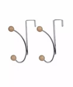 TeamsonUS Home Single Hook Over The Door Hanger Pack Of 2 With Mocha Porcelain Ball Chrome Finish