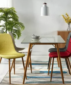 TeamsonUS Teamson Home Minimalist Glass Top Dining Table With Wood Base, Natural 10 TeamsonUS Teamson Home Minimalist Glass Top Dining Table With Wood Base, Natural