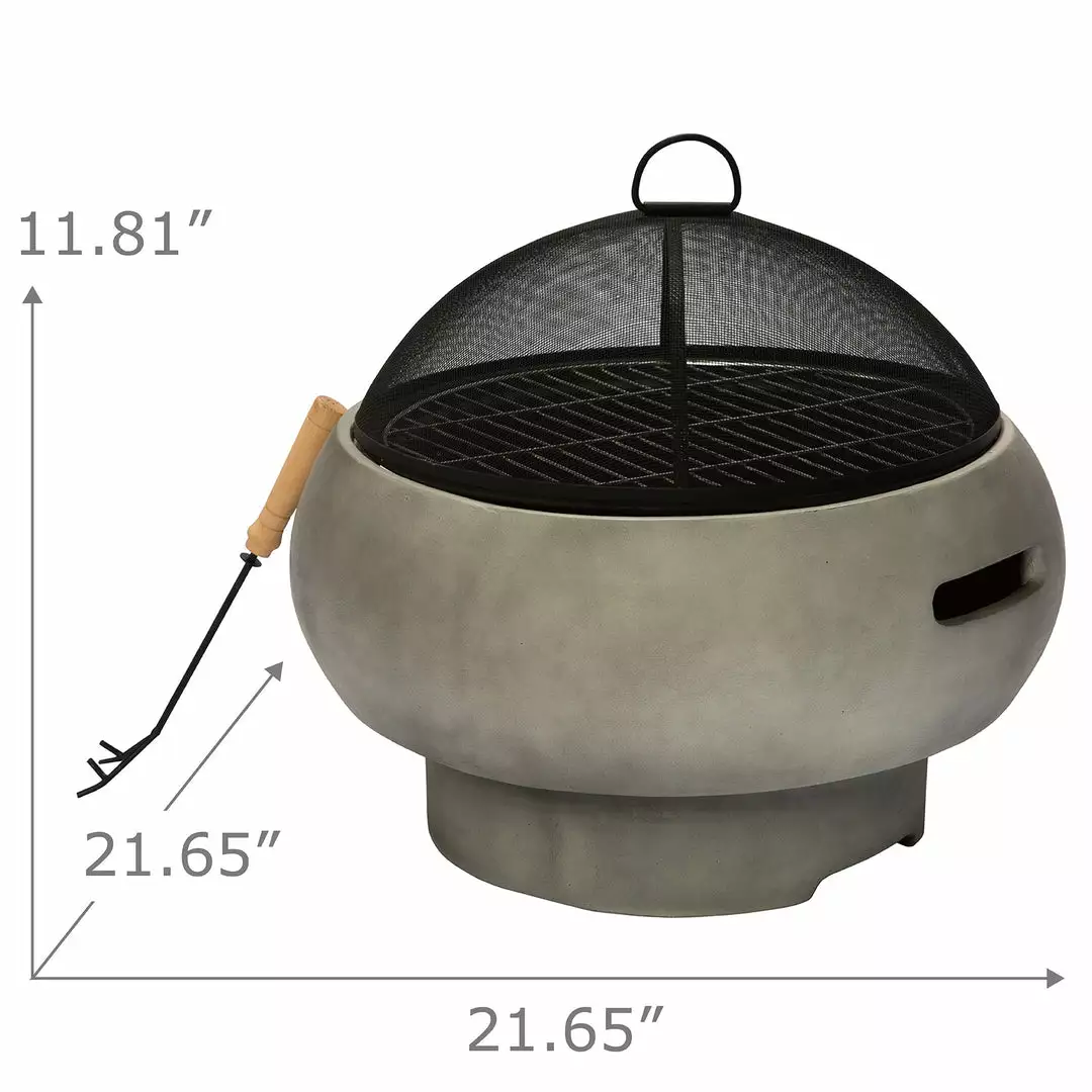 TeamsonUS Teamson Home 21" Outdoor Round Stone Wood Burning Fire Pit With Faux Concrete Base, Gray 6 TeamsonUS Teamson Home 21" Outdoor Round Stone Wood Burning Fire Pit With Faux Concrete Base, Gray