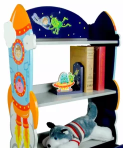 TeamsonUS Fantasy Fields Kids Wooden Outer Space Bookshelf With Drawer, Blue