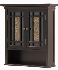 TeamsonUS Teamson Home Windsor Removable Wooden Wall Cabinet With Glass Mosaic Doors, Dark Espresso