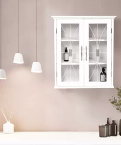 TeamsonUS Teamson Home Delaney Removable Wooden Wall Cabinet With 2 Doors, White