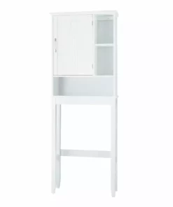 TeamsonUS Teamson Home Newport Contemporary Wooden Over-the-Toilet Storage Cabinet With Shelves, White