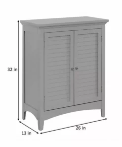 TeamsonUS Teamson Home Glancy Wooden Floor Cabinet With Shutter Doors And Adjustable Shelves, Gray New