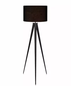 TeamsonUS Teamson Home Romanza 60" Postmodern Tripod Floor Lamp With Drum Shade, Matte Black