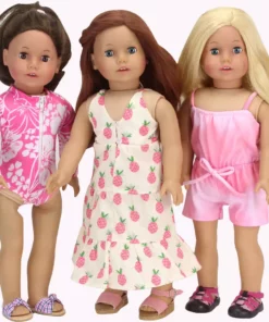 TeamsonUS Kids Sophia's Hawaiian Print Long Sleeve Rash Guard Swimsuit For 18" Dolls, Hot Pink 9 TeamsonUS Kids Sophia's Hawaiian Print Long Sleeve Rash Guard Swimsuit For 18