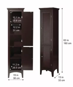 TeamsonUS Teamson Home Glancy Wooden Tall Tower Cabinet With Storage, Dark Brown