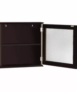 TeamsonUS Teamson Home Chesterfield Removable Wooden Medicine Cabinet With Waffle Glass Door, Espresso