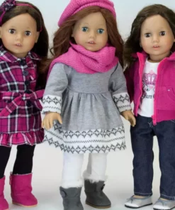 TeamsonUS Sophia's Doll Dress, Leggings, Hat, And Scarf Set For 18