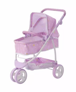 TeamsonUS Olivia's Little World Twinkle Stars Princess 2-in-1 Baby Doll Stroller, Purple