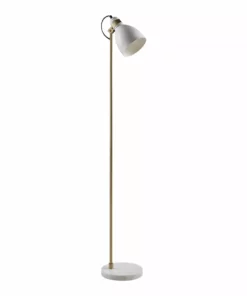 TeamsonUS Teamson Home Quincy Modern Monopod Floor Lamp With Antique Brass Finish, White