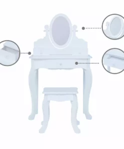 TeamsonUS Fantasy Fields Little Princess Rapunzel Vanity With Mirror, Drawers And Stool, White New