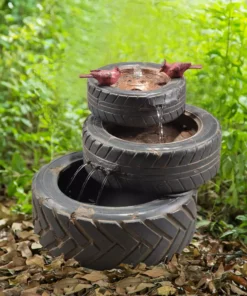 TeamsonUS Teamson Home Outdoor Stacked Aged Tires Fountain