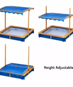 TeamsonUS Teamson Kids 4' Square Solid Wood Sandbox With Rotatable Canopy Cover, Honey/Blue 26 TeamsonUS Teamson Kids 4' Square Solid Wood Sandbox With Rotatable Canopy Cover, Honey/Blue
