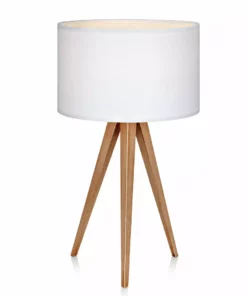 TeamsonUS Teamson Home Romanza 20.07" Postmodern Tripod Table Lamp With Drum Shade, Natural/White