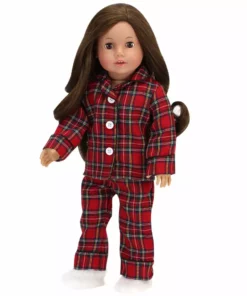 TeamsonUS Kids Sophia's Red Flannel Pajamas And Slippers Set For 18" Dolls 9 TeamsonUS Kids Sophia's Red Flannel Pajamas And Slippers Set For 18