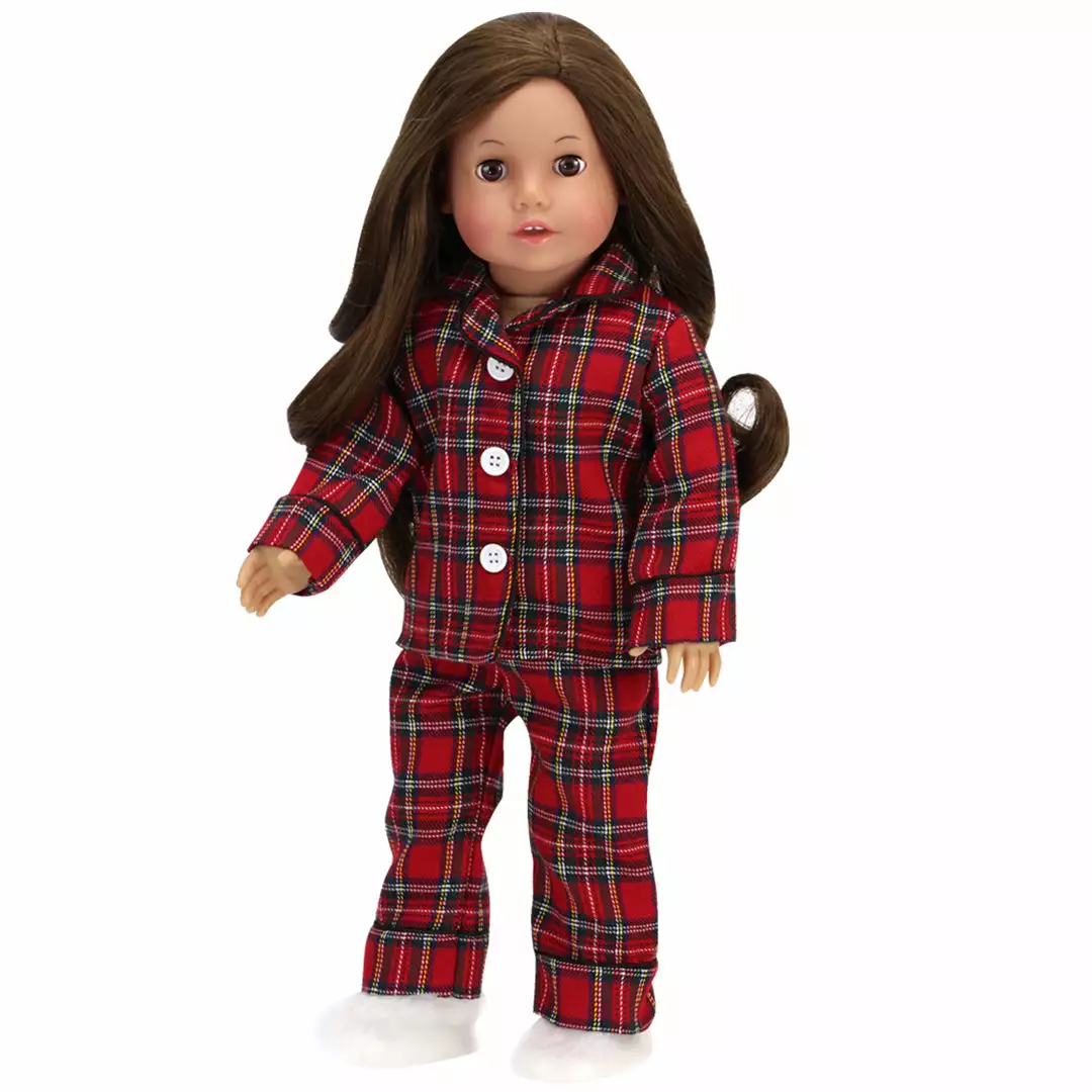 TeamsonUS Kids Sophia's Red Flannel Pajamas And Slippers Set For 18" Dolls 5 TeamsonUS Kids Sophia's Red Flannel Pajamas And Slippers Set For 18" Dolls
