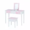 TeamsonUS Fantasy Fields Kids Kate Twinkle Star Vanity Set With Foldable Mirror And Chair, Pink/White
