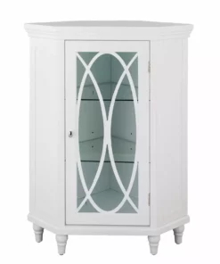 TeamsonUS Teamson Home Florence Corner Wooden Floor Cabinet With Adjustable Shelves, Natural