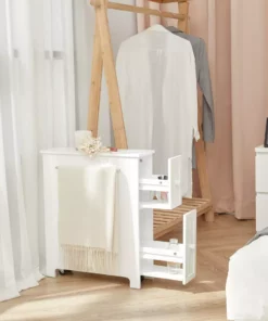 TeamsonUS Teamson Home Narrow Cabinet With Storage Drawers And Towel Bar 6.5