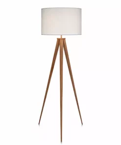 TeamsonUS Teamson Home Romanza 60" Postmodern Tripod Floor Lamp With Drum Shade, Natural/White