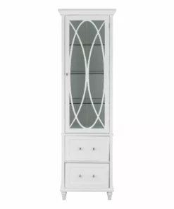 TeamsonUS Teamson Home Florence Wooden Linen Tower Cabinet With Storage, White