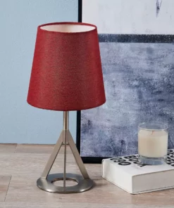 TeamsonUS Teamson Home Aria 15" Modern Table Lamp With Round Shade, Brass/Red 9 TeamsonUS Teamson Home Aria 15