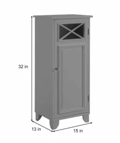 TeamsonUS Teamson Home Dawson Contemporary Narrow Wooden Floor Storage Cabinet With Door, Gray