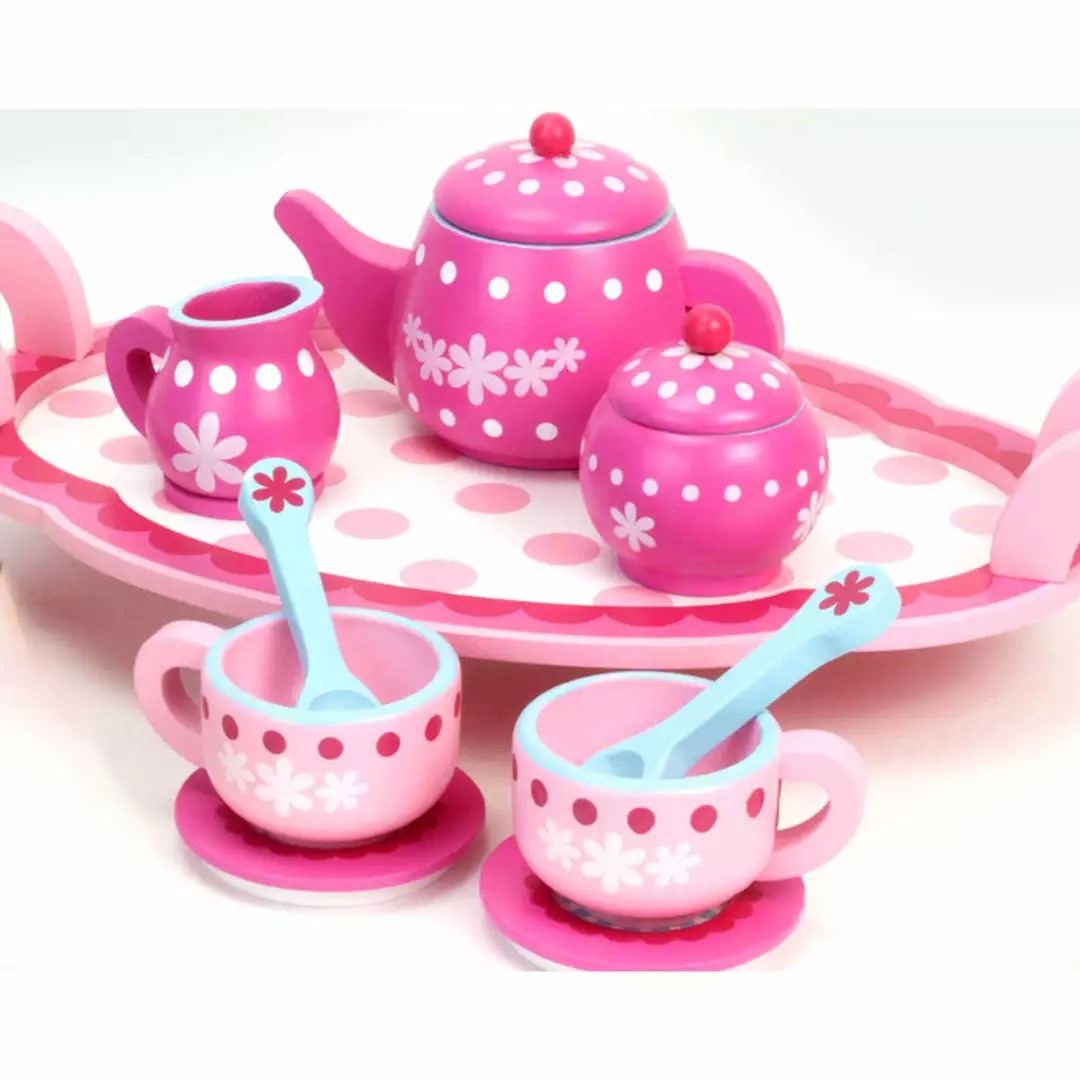TeamsonUS Sophia's 10 Piece Wooden Tea Party Set, Pink 9 TeamsonUS Sophia's 10 Piece Wooden Tea Party Set, Pink