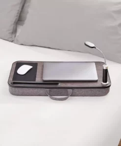 TeamsonUS Teamson Home Trapezi Lap Desk With LED Light, Mouse Pad And Slot, Brown/Gray