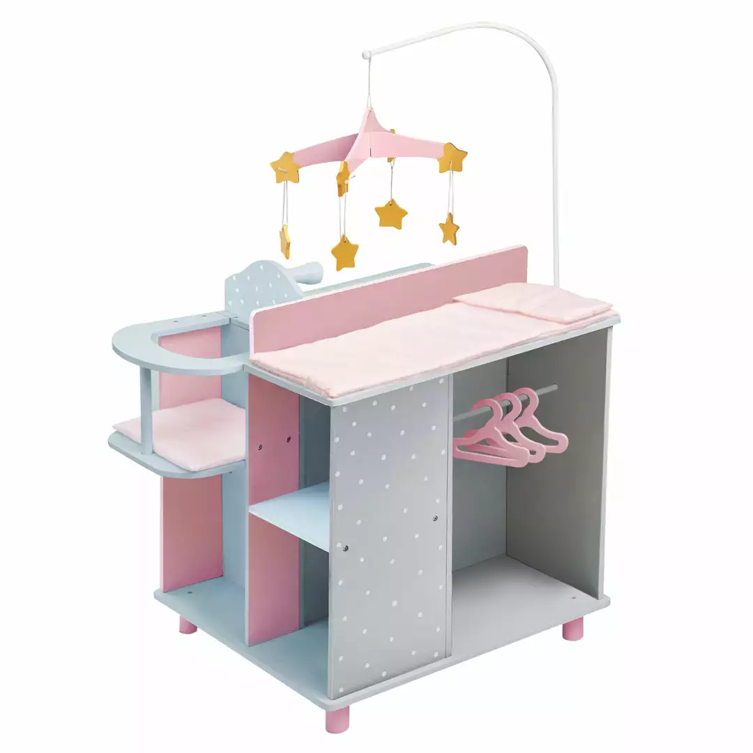 TeamsonUS Olivia's Little World Kids Polka Dots Princess Baby Doll Changing Station With Storage, Gray/Pink 3 TeamsonUS Olivia's Little World Kids Polka Dots Princess Baby Doll Changing Station With Storage, Gray/Pink