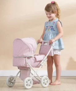 TeamsonUS Olivia's Little World Polka Dots Princess Deluxe Baby Doll Stroller, Pink Kids