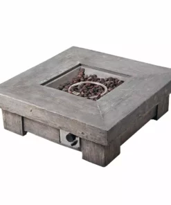 TeamsonUS Teamson Home 35" Square Retro Wood Look Gas Fire Pit