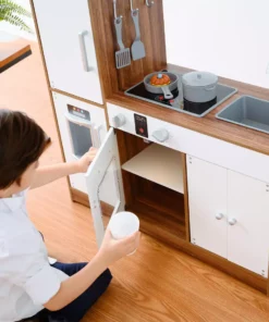 TeamsonUS Teamson Kids Little Chef Palm Springs Classic Kids Play Kitchen With Accessories, Natural/White