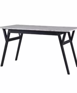 TeamsonUS Teamson Home Ashton Rectangular Marble-Look Dining Table With Wood Base, Marble/Black