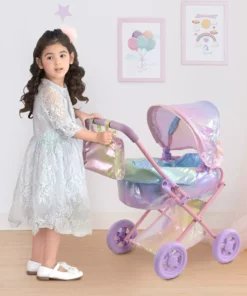 TeamsonUS Olivias Little World Magical Dreamland Deluxe Baby Doll Stroller And Carrier, Iridescent