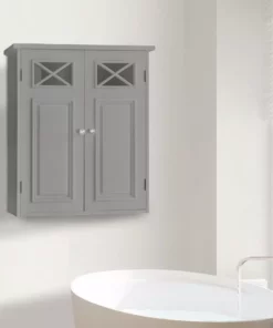 TeamsonUS Teamson Home Dawson Contemporary Removable Wooden Cabinet, Gray