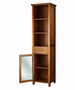 TeamsonUS Teamson Home Oil Oak Finish Bathroom Linen Storage Cabinet With 1 Drawer And 3 Open Shelves, Brown 14 TeamsonUS Teamson Home Oil Oak Finish Bathroom Linen Storage Cabinet With 1 Drawer And 3 Open Shelves, Brown